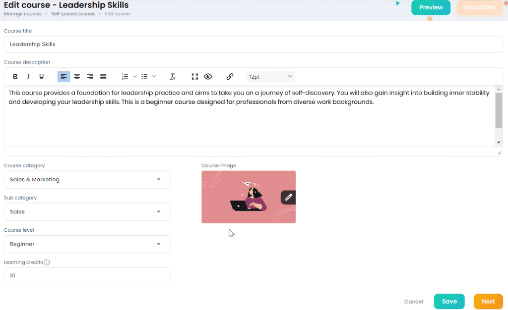 creating self paced courses with content 1