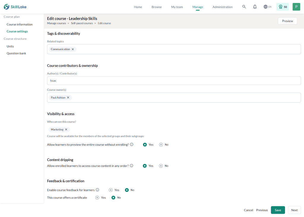creating self paced courses with content 2