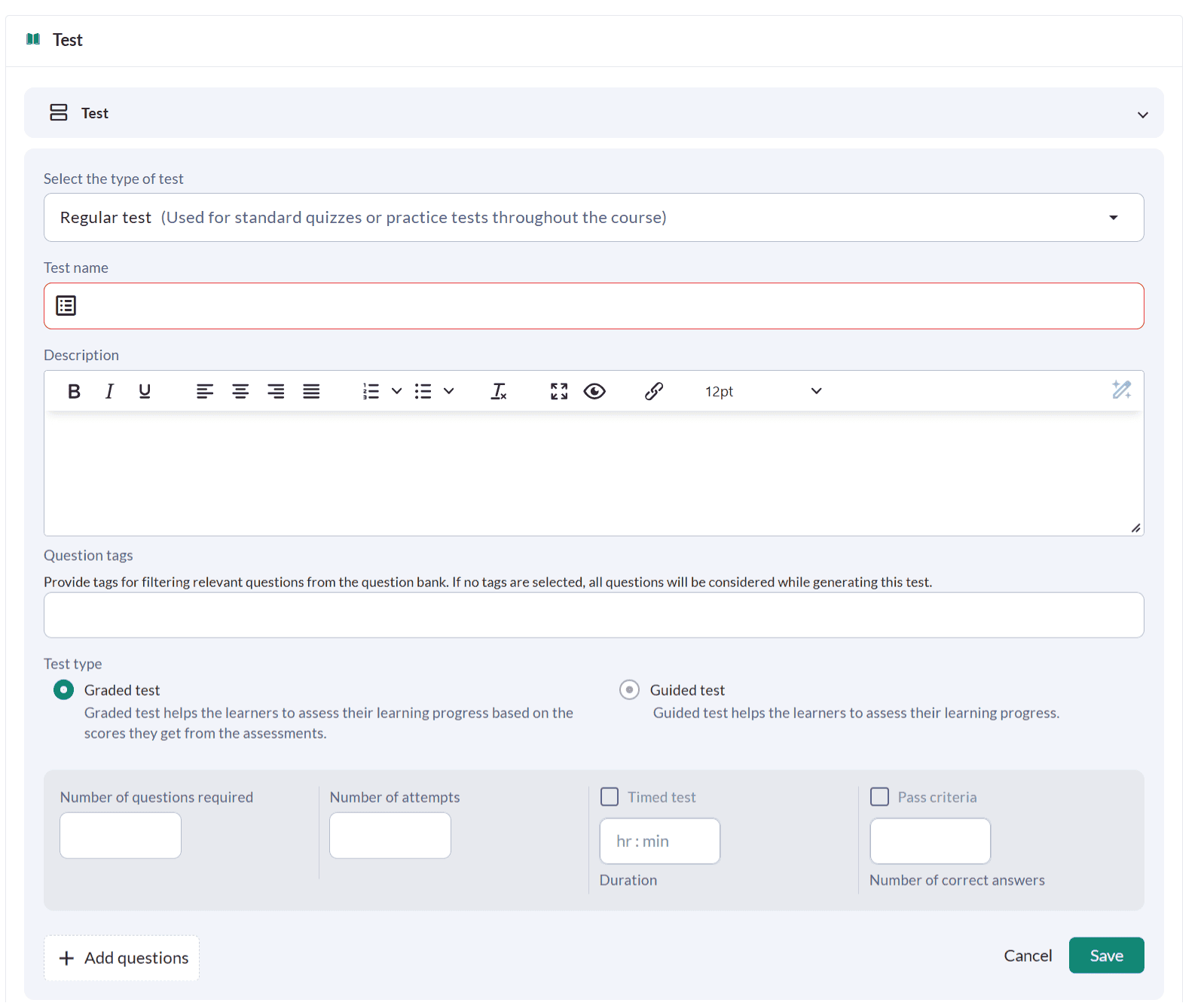 Creating tests