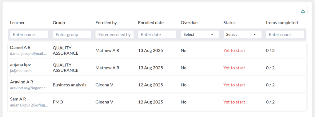 Viewing learner enrollments for a learning path 6