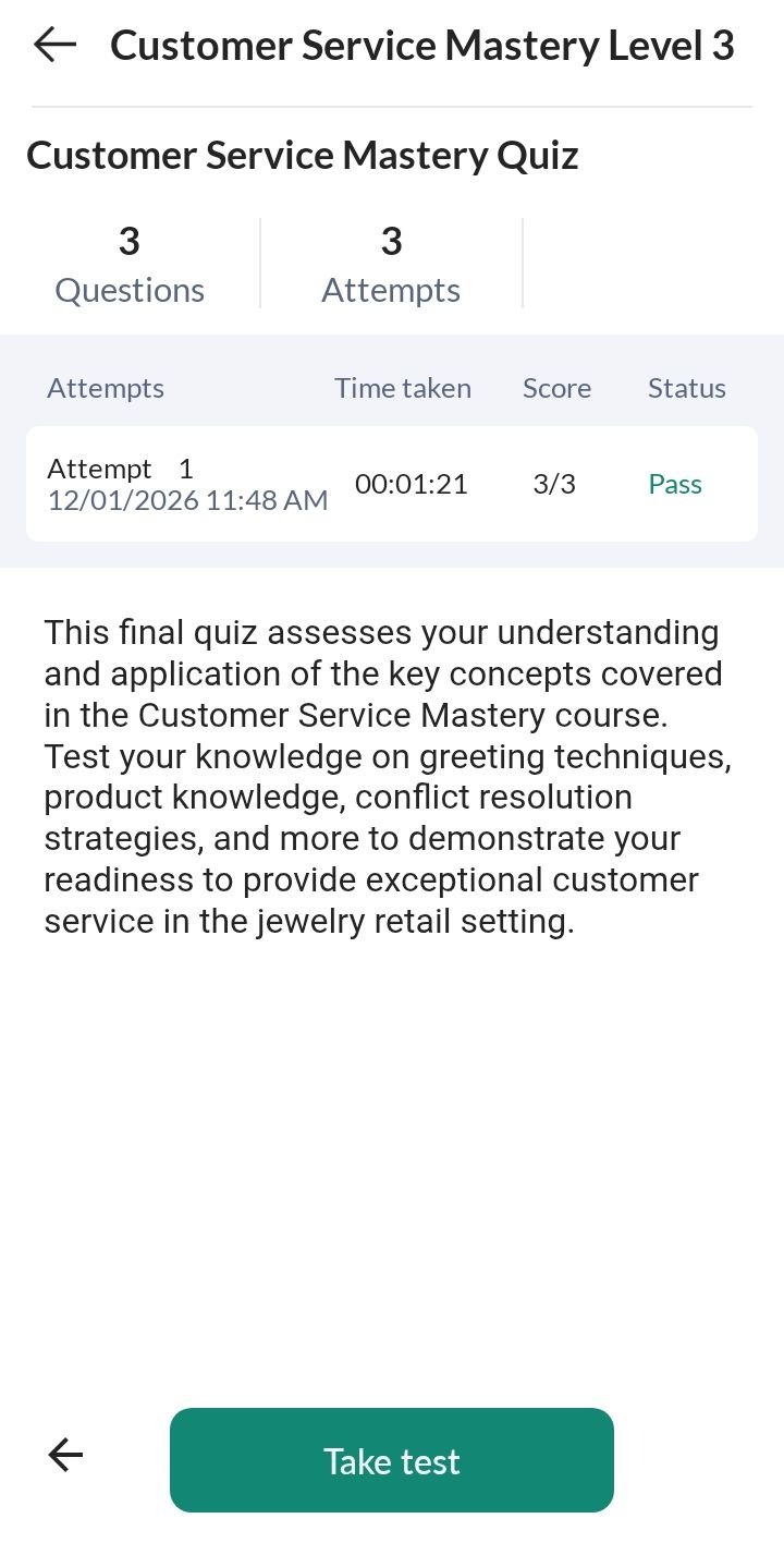 Take test and view result 1