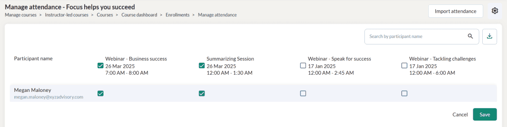 Manage Batch Attendance