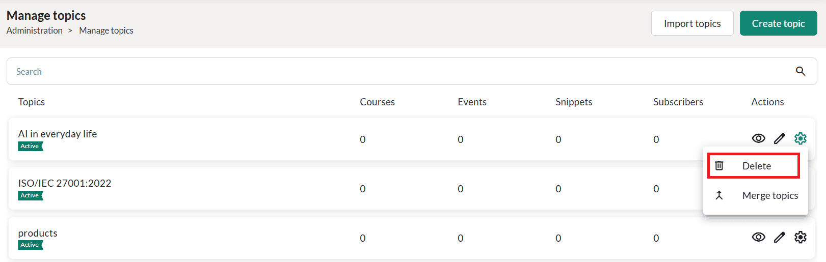 Manage topics 10