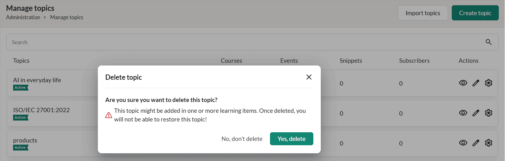 Manage topics 11