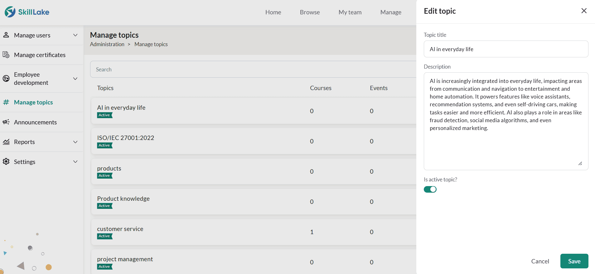Manage topics 6