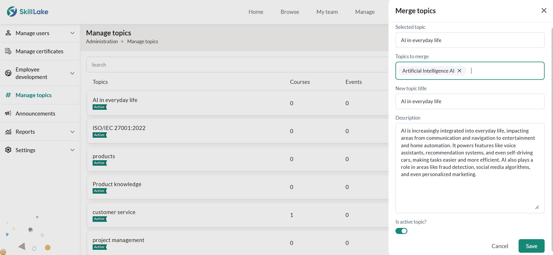 Manage topics 9