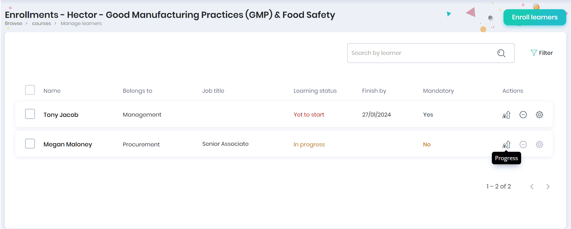 Assigning courses through browse courses 7