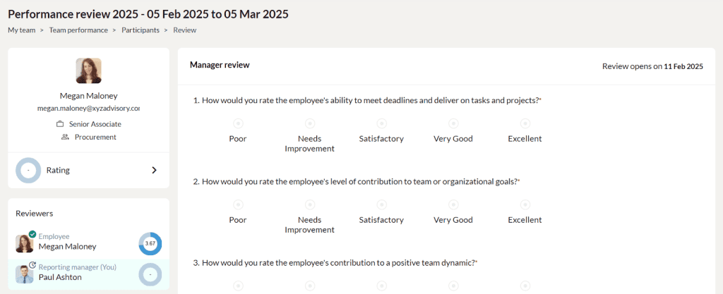 Creating Performance Review 20