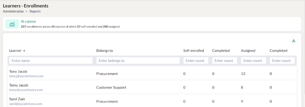 view enrollment details 1